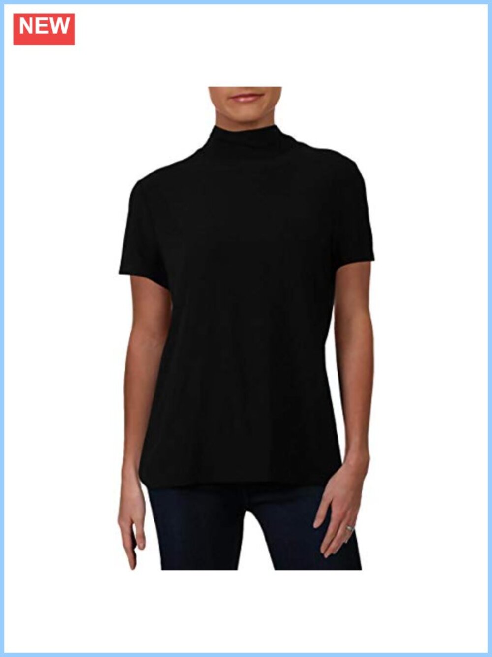 Mock Neck Short Sleeve Pullover Top Business Casual